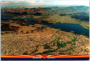 VINTAGE CONTINENTAL SIZE POSTCARD AERIAL VIEW OF LAKE HAVASU CITY ARIZONA TYPE 3