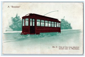 c1920's A Booster Trolley One Of The Electric Street Cars In Mankato Postcard