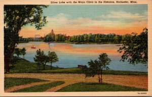 Minnesota Rochester Silver Lake With Mayo Clinic In Distance Curteich