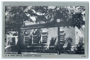1943 Plymouth US Post Office Building Indiana IN Vintage Posted Postcard