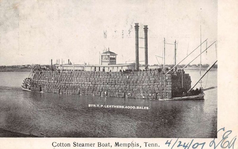 Memphis Tennessee Cotton Steamer Boat Vintage Postcard AA60476