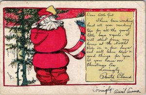 Christmas Santa Letter to Little Girl 1910 Evanston IL Portland IN Postcard U17