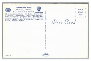 Roadside Cumberland Motel & Swimmiing Pool - Clarksville, Tennessee Postcard