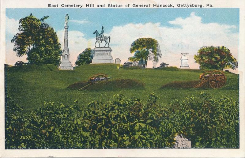 East Cemetery Hill - Statue of Gen Hancock - Gettysburg PA, Pennsylvania - WB