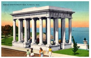 Portico Over Plymouth Rock Massachusetts Postcard Posted 1950