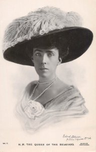 Royalty Queen of the Belgians pearls hat feathers