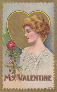 VALENTINE, 1900-10s ; Woman & Rose