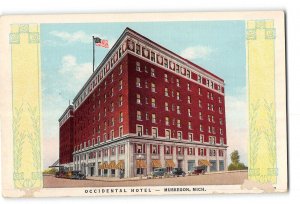 Muskegon Michigan MI Damaged Postcard 1930-1950 Occidental Hotel