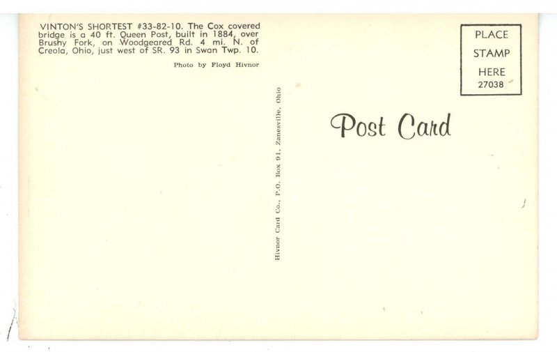 OH - Vinton County. Cox Covered Bridge