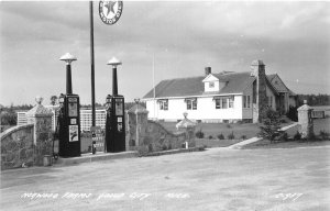 J68/ Gould City Michigan RPPC Postcard c40-50s Norwood Farms Gas Station 74