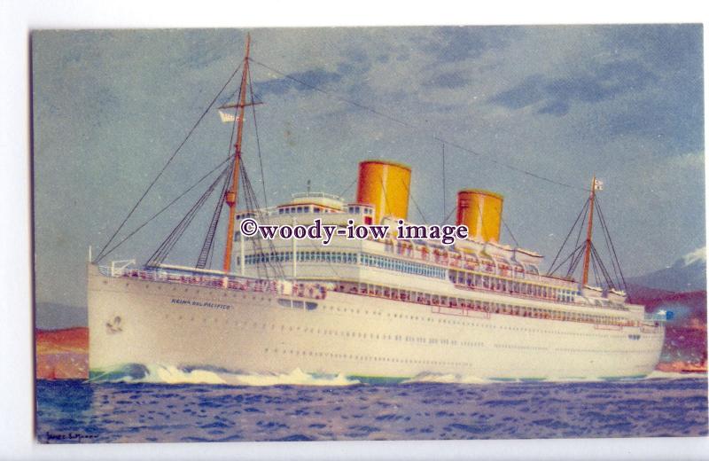 LS1263 - Pacific Steam Nav Liner - Reina Del Pacifico - artist J Mann postcard