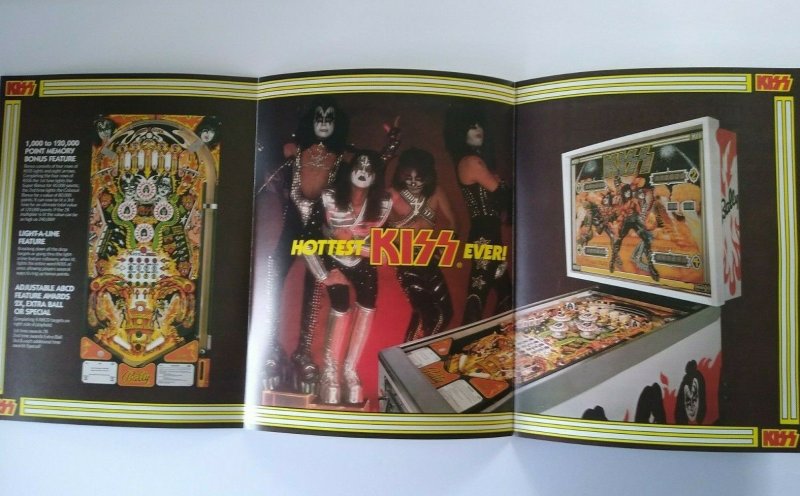 Kiss Pinball FLYER Original Bally 1979 Foldout Artwork Sheet Hard Rock Music 