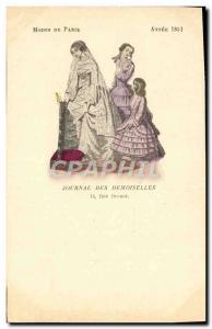 Postcard Old Fashion Headdress Journal Female damselflies Rue Drouot Year 1851