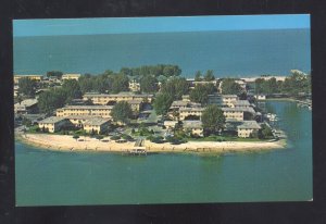 CLEARWATER BEACH FLORIDA YACHT BASIN APARTMENTS AERIAL VIEW ADVERTISING POSTCARD