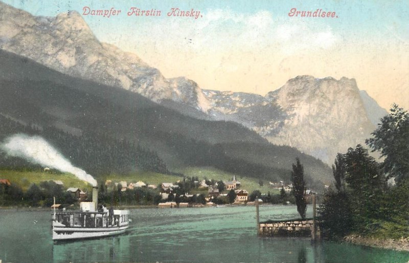 Germany sail & navigation themed postcard Grundlsee cruise ship pier