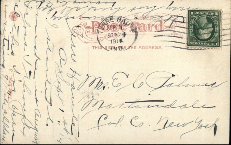 Terre Haute IN Wabash River Bridge 1914 Used Postcard