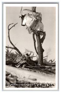 Vintage Postcard OK Tornado Damage Blackwell Oklahoma Fridge Wrapped Tree RPPC