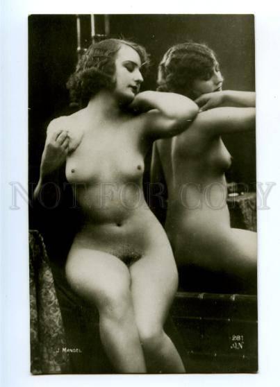 177934 NUDE Woman in MIRROR Vintage MANDEL AN PHOTO #281