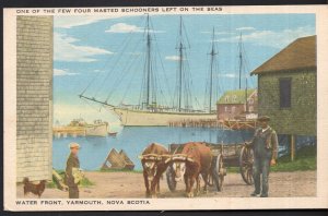 Nova Scotia YARMOUTH Water Front One of the Few Four Masted Schooners on Seas WB