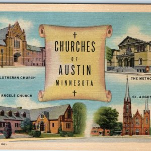 1931 Austin, MN Multi-View Churches St Olaf Augustine Methodist Queen Angel A263