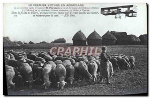 Old Postcard Jet Aviation First trip to airplane Farman makes the Chalons cam...