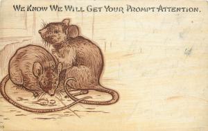 Vintage Postcard 315 Little Rats or Mice Want Your Prompt Attention, Greetings