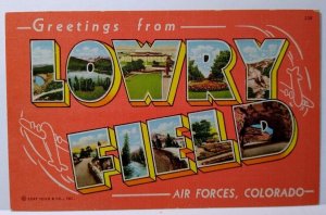 Greetings From Lowry Field Colorado Large Letter Linen Postcard Air Force Planes