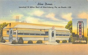 Harrisburg PA Blue Diner 1952 Linen Postcard
