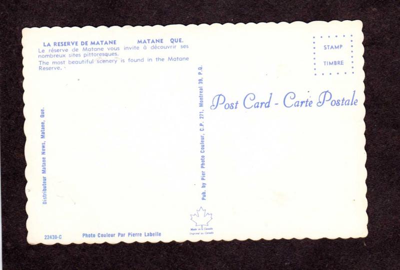 QC La Reserve de Matane Quebec Canada Carte Postale Postcard