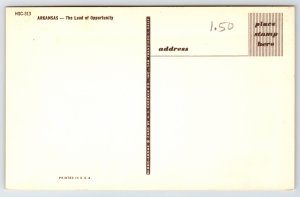 Arkansas~Pictorial State Map & Flag Greeting Card~Vintage Postcard