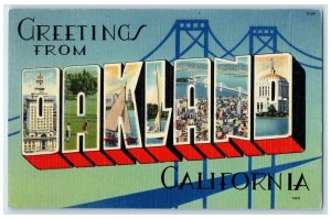 c1930's Greetings From Oakland California CA, Large Letters Vintage Postcard