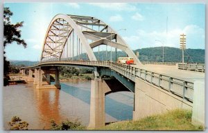Wheeling West Virginia 1950s Postcard Fort Henry Bridge