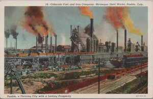 Postcard Colorado Fuel and Iron Company Minnequa Steel Works Pueblo CO