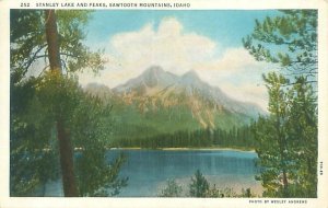 Sawtooth Mountains Idaho Stanley Lake & Peaks White Border Postcard Unused