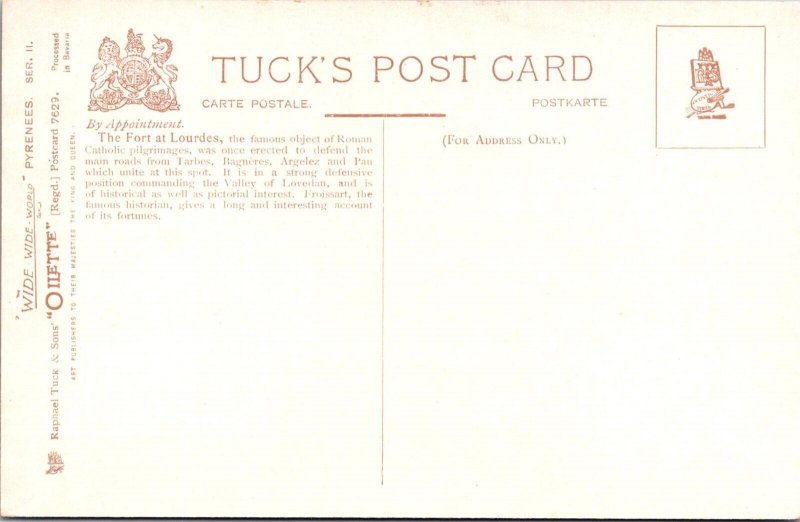 The Fort At Lourdes Peak Tucks 7629 Pyrenees Vintage Postcard A57