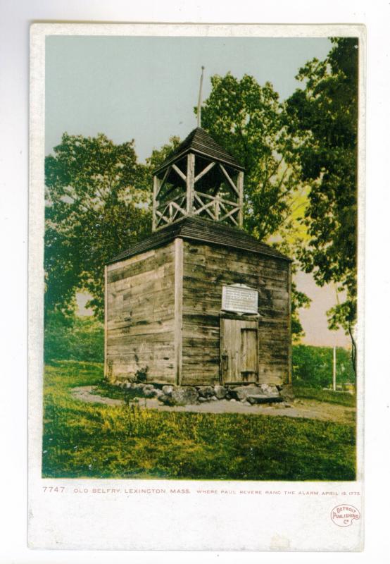 Old Belfry, Lexington, Massachusetts unused undivided back Postcard, docketed 19