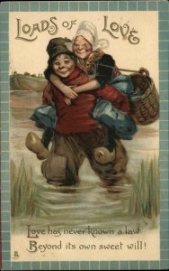 Valentine Cute Dutch Romance Frances Brundage Tuck Loads of Love #116 PC