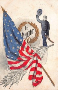 IN MEMORIAM CIVIL WAR MILITARY PATRIOTIC EMBOSSED POSTCARD 1907