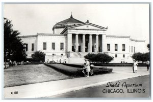 Chicago Illinois IL Postcard RPPC Photo Shedd Aquarium Scene Street c1940's