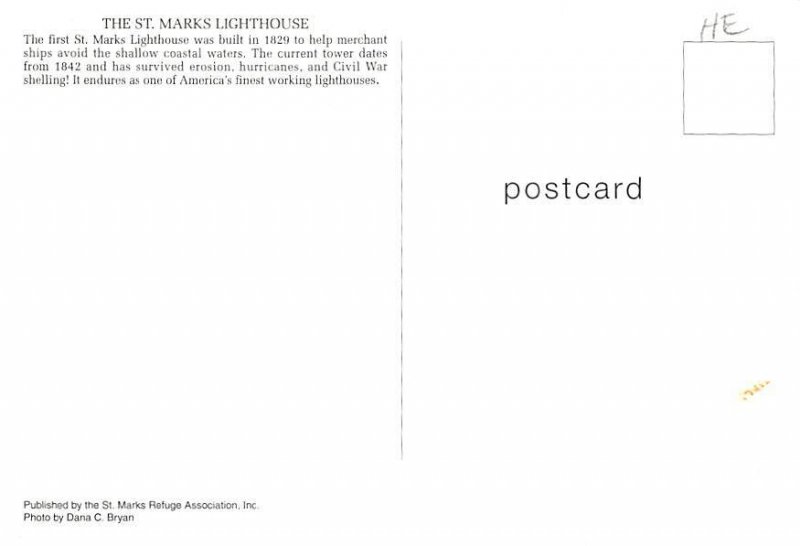 The St. Mark's Lighthouse St Marks, Florida USA Unused