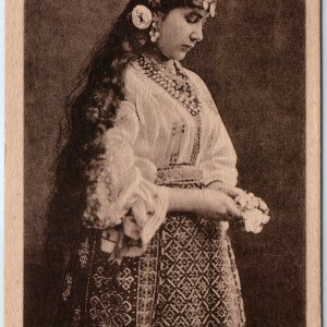 c1900s Portugal Woman Traditional Costume Port National Jewelery Long Hair A360