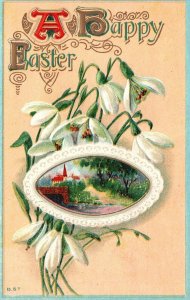 Vintage Postcard 1910's A Happy Easter Greetings Flower Card Design Eastertide