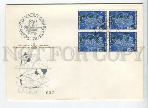 445918 Liechtenstein 1969 year FDC country's anniversary block of four stamps