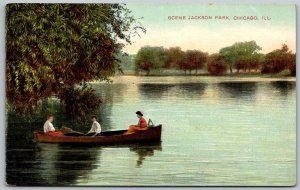 Chicago Illinois c1910 Postcard Boating Lake Scene Jackson Park