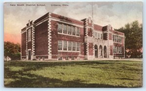 URBANA, OH ~ Handcolored SOUTH DISTRICT SCHOOL c1930s Champaign County Postcard