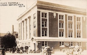 J60/ Grand Rapids Michigan RPPC Postcard c1910 Elks Temple Building 37