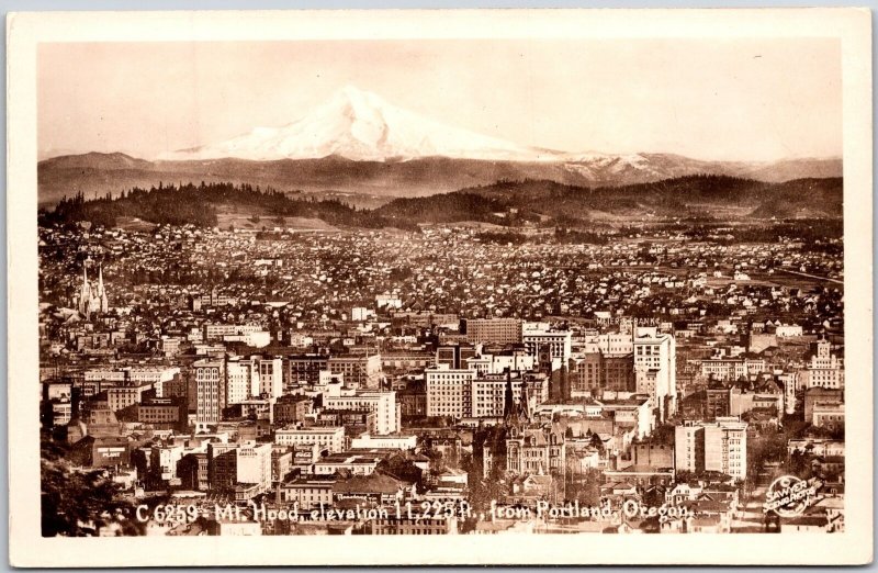 Mount Hood Elevation 11,225 ft. from Portland Oregon OR Posted Postcard