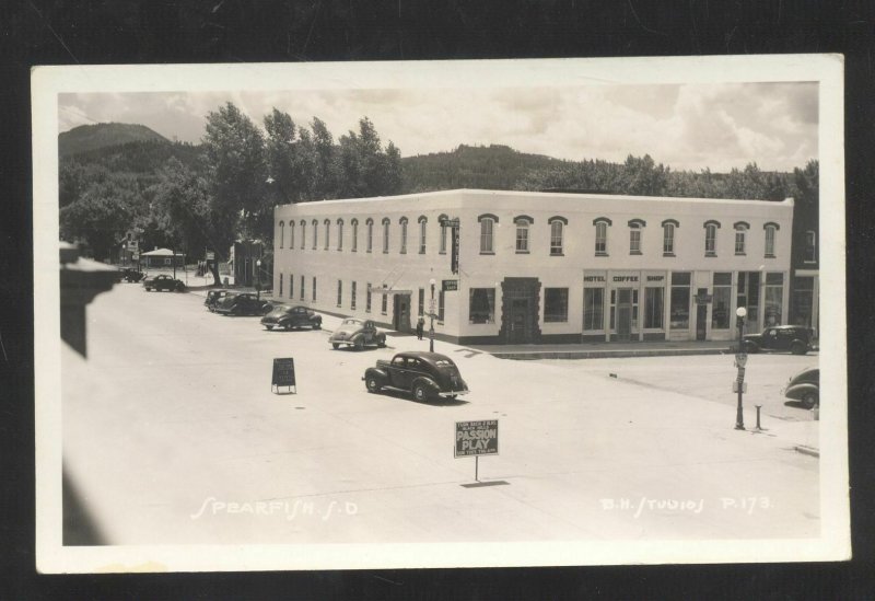 RPPC SPEARFISH SOUTH DAKOTA SD DOWNTOWN STREET SCENE REAL PHOTO POSTCARD