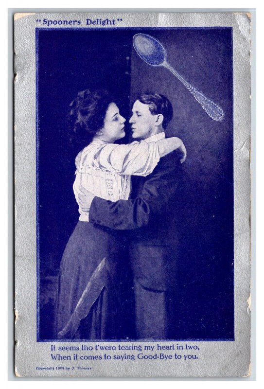 Romance Spooners Delight Cyanotype UNP Unused DB Postcard V1