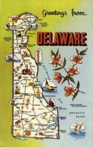 Map - Misc, Delaware DE Postcard